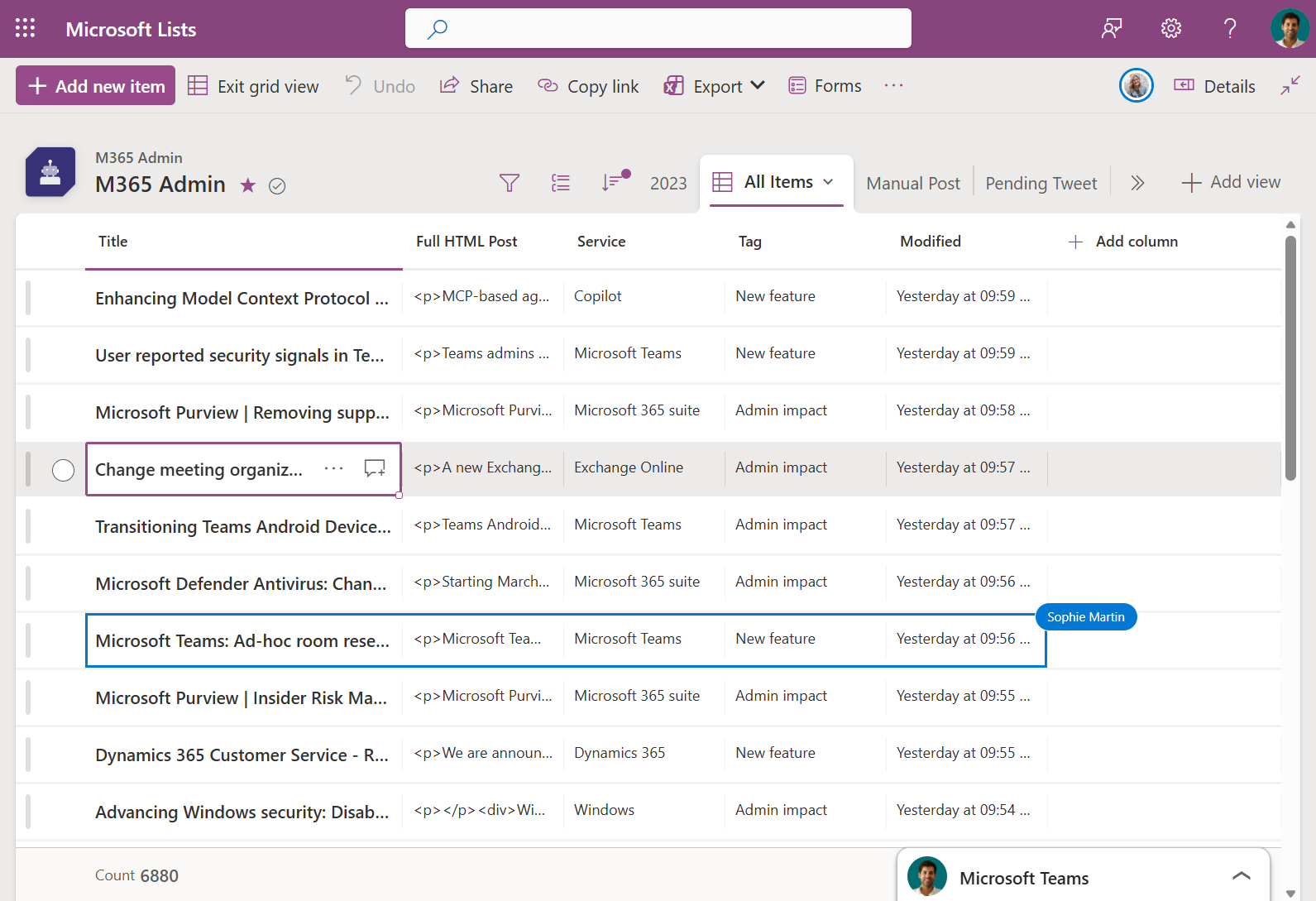 Microsoft Lists Real-Time Collaboration
